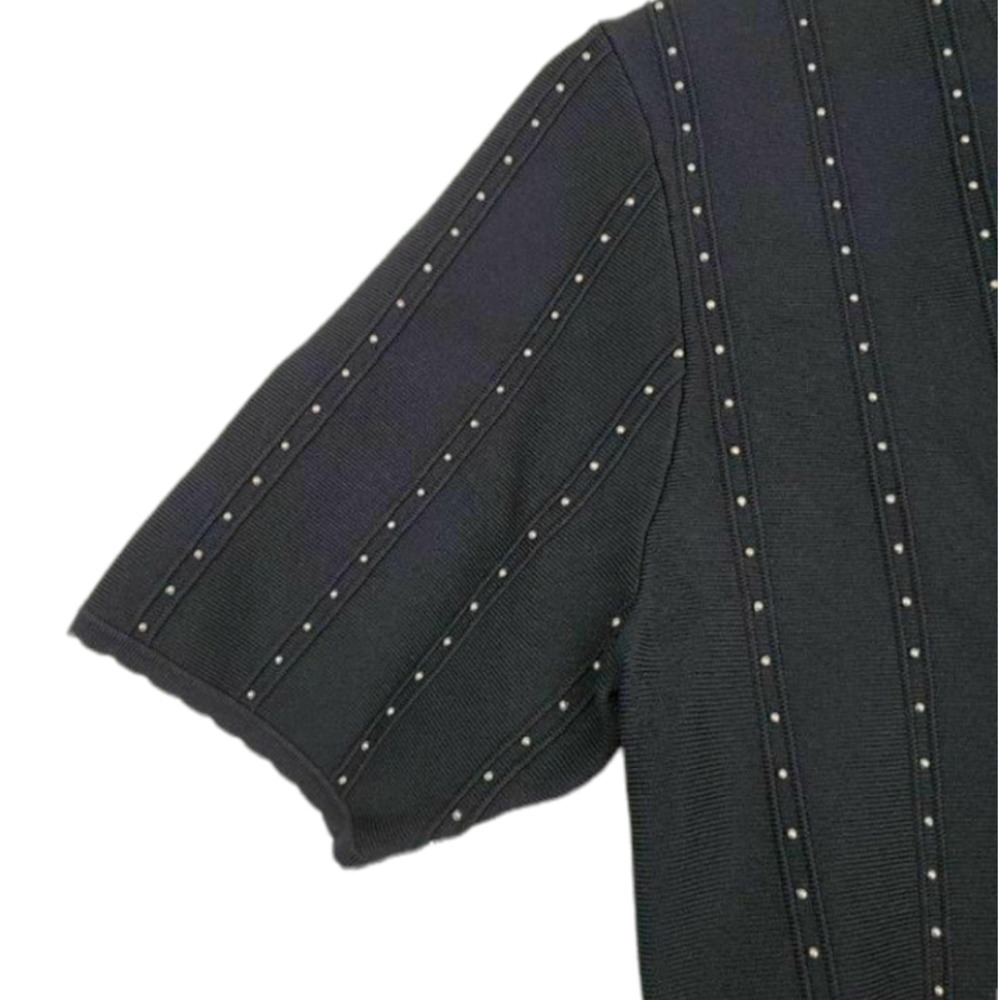 Sandro Paris Vaness Black Silver Beaded Ribbed Knitted Fit & Flare Dress S New - Picture 5 of 13